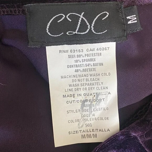 VTG CDC Elegant Stretch Velvet Sleeveless Dress Sz M Purple #236B - Picture 7 of 7